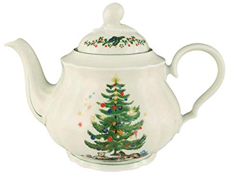 Seltmann Weiden Marie Luise – Tetera (1,1 L Navidad, Porcelana, Verde/Multicolor, 23.2 x 14.6 x 16.3 cm