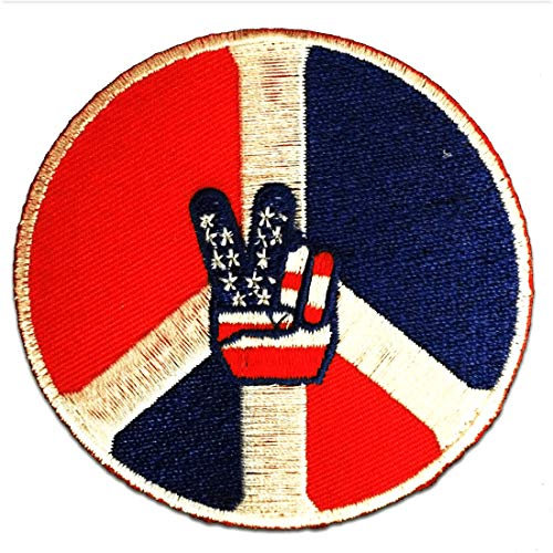 Catch the Patch USA Victory Peace Frieden Symbol - (Größe: Ø 7,5 cm) – Kultige Aufnäher zum Aufbügeln & Aufnähen – Für Jacken, Rucksäcke, Shirts & Cosplay – Ein Must-have für DIY-Fans