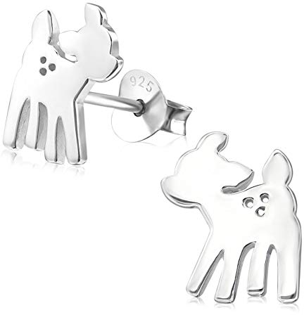Laimons Mädchen Kids Kinder-Ohrstecker Ohrringe Kinderschmuck Reh Rehkitz Hirsch Hirschkalb glanz aus Sterling Silber 925