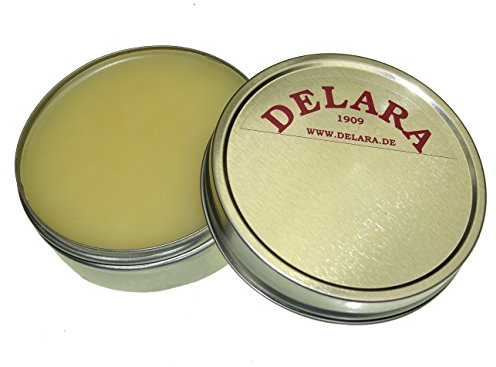 DELARA Hochwertiger Pflegebalsam für Leder mit Jojoba und Bienenwachs - schützt Glattleder wirksam vor Austrocknung und Oxidation, Farbe: Farblos - Made in Germany (farblos)