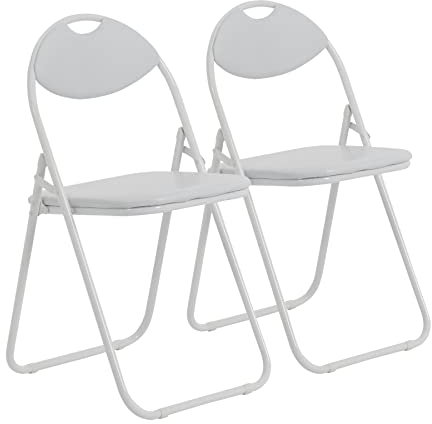 Harbour Housewares Padded Folding Chairs - White/White - Pack of 2