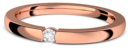 Spannring Rotgold (Silber 925 hochwertig vergoldet) Verlobungsring von AMOONIC mit Zirkonia Stein INKL LUXUSETUI Rotgold Ring Zirkonia Goldring Heiratsantrag Liebesgeschenk FF584VGRTZIFA52