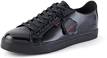 Kickers Teen Girl's Tovni Lacer Patent Leather Black School Shoes, 6 UK