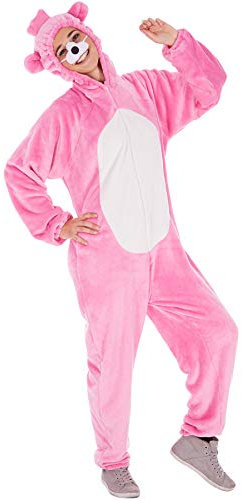 dressforfun Bärenkostüm, Ganzkörper Kostüm, Onesie Kostüm Bär, lustige Kostüme, XXL Teddybär, Tierkostüme für Erwachsene, Faschingskostüme Damen lustig und Kostüm Herren, Faschingskostüm - pink, L