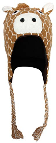 Sonia Originelli Kinder Mütze Tiere Motive Eule Bär Giraffe Bommel Farbe Giraffe