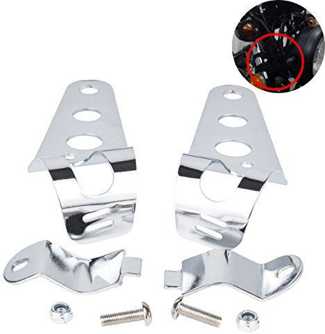 KATUR Supports universels pour phare de moto 31 mm-39 mm, fourche oreille moto Chopper Cafe Racer argent