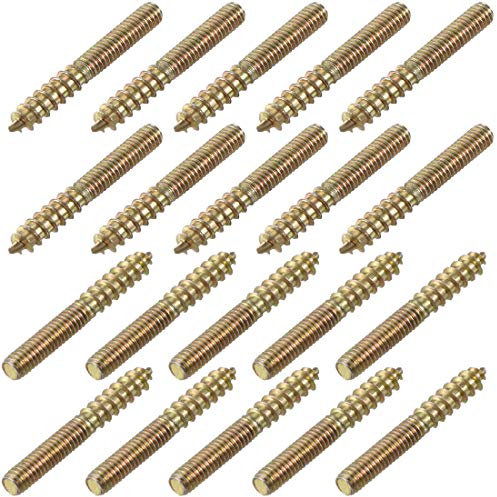 sourcing map M4 Hanger Bolts Length 1-1/8(30mm) Double Headed Bolts Self-Tapping Screw 4mm Wood Joint Furniture Legs 50pcs