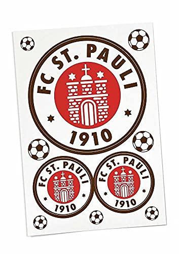 FC St. Pauli Aufkleberkarte 3er Set Logo farbig Aufkleber, Sticker - plus Aufkleber Wir lieben...
