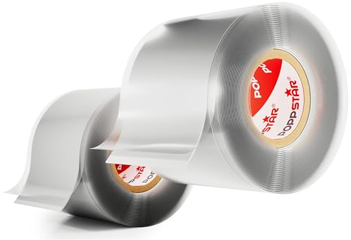 POPPSTAR selbstverschweißendes Silikonband, 3m x 38mm, Isolierband und Dichtungsband (Wasser, Luft), grau, 2 Rollen
