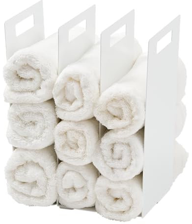 Yamazaki 4316 Tower Towel Organizers (Set of 2), White, Steel, 14.5 x 14.5 x 30 cm