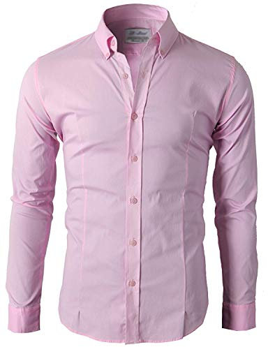 Lyon Becker Chemise décontractée à manches longues pour homme PS24, rose, M