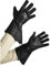 Andracor Robuste Stulpenhandschuhe aus echtem Leder für verschiedene LARP-Charaktere - individuell einsetzbar für Mittelalter, Fantasy, Cosplay & Freizeit - Farbe: schwarz - Größe: M