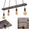 HOFSTEIN Pendelleuchte Aarhus, Hängelampe aus Metall/Holz in Schwarz/Braun, 4-flammig, 4 x E27, höhenverstellbare Hängeleuchte bis max. 138 cm, Industrial Design, für Esszimmer, Wohnzimmer, Küche