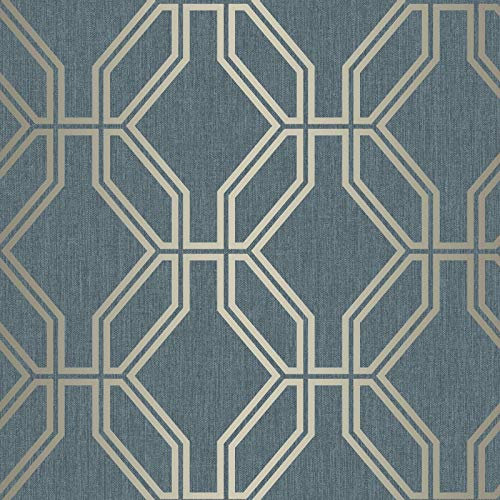 Highgrove Trellis Duplex Wallpaper Navy/Gold Rasch 275260