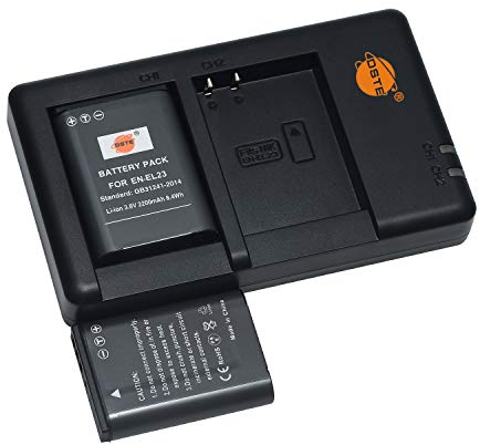 EN-EL23 (2 Stück) Wiederaufladbarer Akku Ersatzakku und Dual Ladegerät Kompatibel mit Coolpix P600, P610, P610s, P900, P900s, S810c, B700