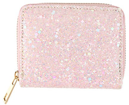 VALICLUD Petit portefeuille à paillettes pour femme avec fermeture éclair et , rose, 11.5X9X2.6CM, Contemporain