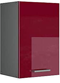 Vicco Hängeschrank R-Line, hängender Küchenschrank, Bordeaux Hochglanz/Anthrazit, 40 cm