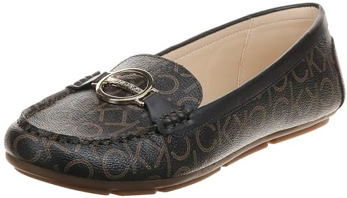 Calvin Klein Damen Layne Flacher Slipper, Brown Multi 913, 39 EU (Herstellergröße : 9M)