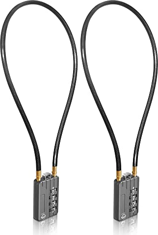 SISAV Cadenas à combinaison à 4 chiffres avec câble robuste de 50cm/20pouces pour casier de gymnase scolaire,casque,classeurs,boîte à outils,valise,sac à dos,noir gun 2 Pièces