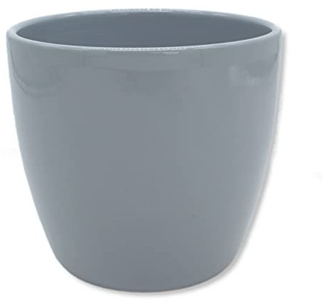 DARO DEKO Blumen-Topf rund Keramik Übertopf Ø 15 x 14cm grau