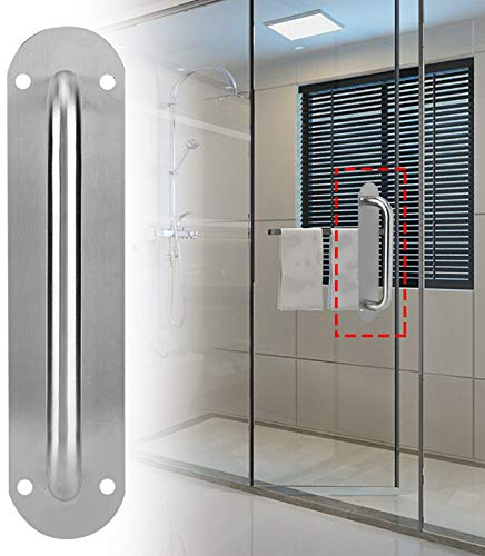 Restokki Poignée de Porte 280 * 65mm Poignée de Tirage de Porte, Plaque de Tirage et de Poussée en Acier Inoxydable, Montée sur Verre et Plastique (Argent)