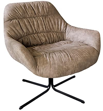 Riess Ambiente Drehbarer Sessel Big Dutch Taupe mit Armlehnen Retro Stil Fernsehsessel Drehsessel Relaxsessel