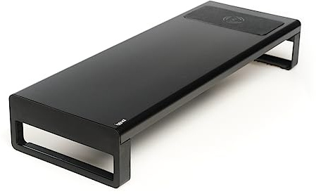 iggual, Soporte Monitor 3 en 1. Elevador+ Base de Carga inalámbrica 15 W+ 4 Puertos USB 3.0 Máxima conectividad. (Peso Máximo soportado hasta 15 Kg.)