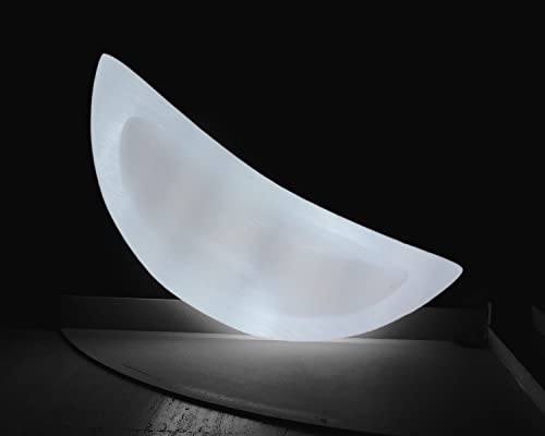 XMHOME Selenite Crystal Bowl Moon Shaped Small Charging Slab Home Decorative 1Pcs (3.5 Inch)