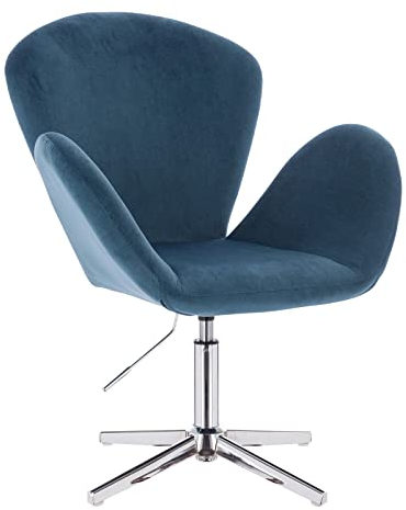 SVITA BROOX Drehstuhl mit Armlehnen höhenverstellbar Loungestuhl Cocktailsessel Samt Blau