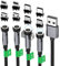 GUUGEI Cable de carga magnético paquete de 4 (3/6/6/10 pies), cable de cargador de teléfono USB magnético 3 en 1 compatible con micro USB, teléfonos inteligentes tipo C y dispositivo iProduct - negro
