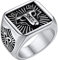 FaithHeart Punk Stil Viking Wolfkopf Keltisch Ring Herren 8mm breit Wolfkopf Siegelring Retro Fingerring Freundschaftsring für Herren Männer