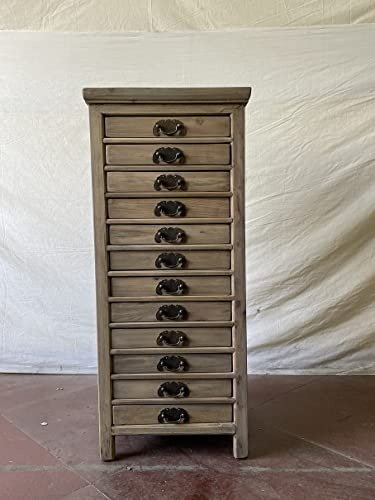 Antiker Dokumentenschrank Apothekerschrank Büroschrank Aktenschrank Schrank Sideboard Kommode Kommodenschrank Sideboardschrank mit 12 Schubladen Breite45xHöhe103cm Farbe Natur