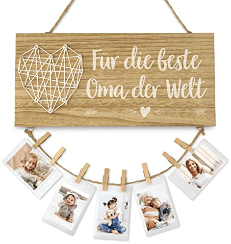 Darlena Für die beste Oma der Welt | Oma Geschenk, Geburtstagsgeschenk | Holzschild mit Spruch | Tolles Geschenk für Oma zum Geburtstag, Muttertag oder Weihnachten