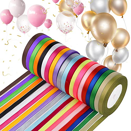 BUENTYA 20 Farben Schleifenband Weihnachten Satinband Geschenkband 22m Weihnachtsband Satin Band Stoff Bänder Weihnachtsgeschenkband Dekoband Stoffband für Weihnachtsdeko Hochzeit Geburtstag Party