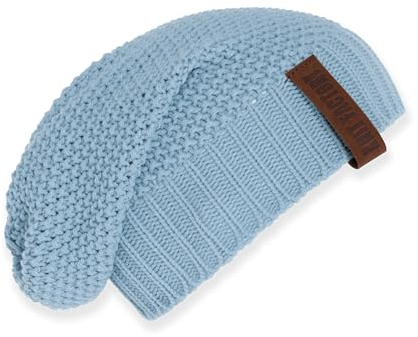 KNIT FACTORY - Coco Mütze - Strickmütze für Damen und Herren - Slouch Beanie - Wintermütze mit Wolle - Hochwertige Qualität - Celeste