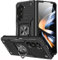 KANSi Hülle für Samsung Galaxy Z Fold 5, Silikon TPU Hart PC Handy Hüllen 360 Grad Drehbar Ringhalter Bumper Stoßdämpfung Schutzhülle - Schwarz
