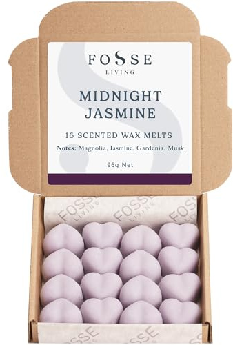 Midnight Jasmine Soy Wax Melts 16 Pack | Heady Floral, Romantic & Sultry | Natural, Vegan & Plastic Free | Up to 96 Hrs Scent | Pet Safe | Handmade in UK – Fosse Living
