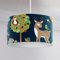 Happy Linen Company Filles Garçons Woodland Friends Animaux Bleu Marine Cylindre Plafond Lampe Suspendue Tambour Abat-Jour 30 cm x 20 cm