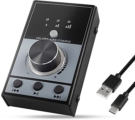 XMSJSIY USB Volume Knob Controller, Volume Controller, Multimedia Controll Knob Computer Sound Controller with Play/Pause/Back/Forward one Key Mute Function for Phone PC Speaker Audio Adjustment-2M
