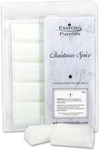Wax Melt Snap Bar, Wax Melt Strong Scented, 50+ Fragrance Scents - Home Fragrance Wax Melt Scented for Wax Melt Burner, Candle Warmer, Scentsy Wax Melt - Eco Friendly Gift (Christmas Spice) 50g