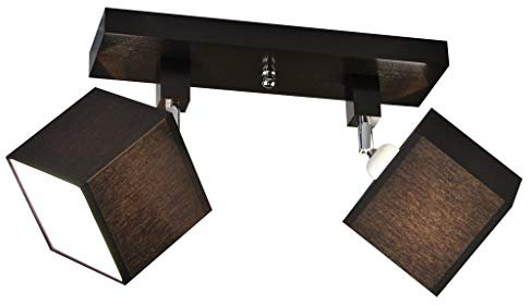 alfalux Deckenlampe LLS212DPR dreh- und schwenkbar Deckenstrahler Deckenleuchte Leuchte 2-flammig Holz Kinderzimmer Wohnzimmer Lampe LED-geeignet (DUNKEL BRAUN)