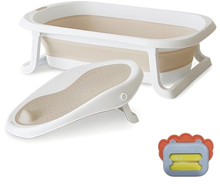 Bañera Plegable Bebé - Asiento Bañera Bebé Con Patas Plegables - Con Termómetro - Soporte De Bañera Innovador Con Base Antideslizante - Gran Capacidad - Bebé Recién Nacido Hasta 3 Años - Chiki
