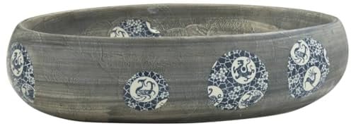 vidaXL Lavabo sobre Encimera Ovalado, Lavamanos de Tocador, Lavabo de Fregadero, Lavamanos sobre Encimera para Baño Aseo, Cerámica Gris