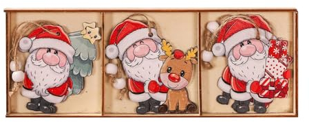 Weihnachtsanhänger Holz Anhänger Weihnachten Holzanhänger Weihnachtsbaumschmuck für Weihnachtsbaum Hängende Christbaumschmuck Baumbehang Christbaumanhänger Weihnachtsmann Baumschmuck(A)