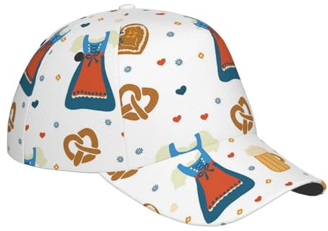 ZORIN Gebogene Baseballkappe, 3D-Oktoberfestkleid, Bier, gebogene Krempe, verstellbare Snapback-Kappen, lässiger Papa-Hut, Trucker-Hüte für Männer und Frauen, Schwarz, Schwarz , One size