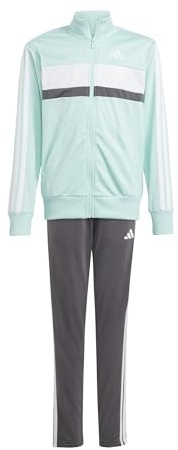 adidas Unisex Kids SEASONAL ESSENTIALS TIBERIO 3 STRIPES TRICOT TRACKSUIT, semi flash aqua/white, 15-16 Years