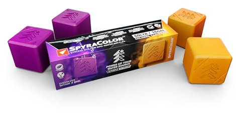 SpyraColor Wasserfärbemittel - leuchtende & auflösende Farbstoffpackung für Wasserschlachten abwaschbare und rückstandsfrei 4 STK Outdoor, Pool, Sommerspielzeug für Erwachsene und Kinder (Lila & gelb)
