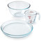 Pyrex - 3-teiliges Gebäck-Set – 1 x 0,5 l Messbecher + 1 x 2 l Rührschüssel + Tarteform – Borosilikatglas – kratzfest