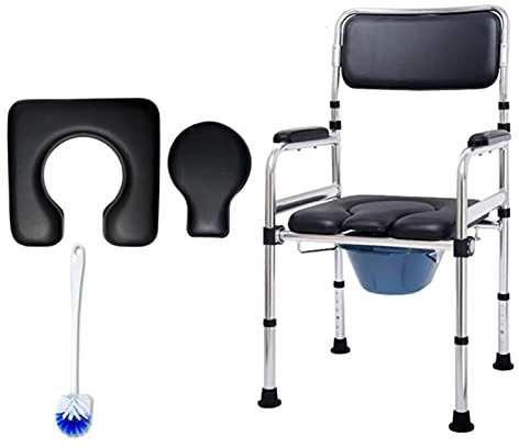 Toilettenstuhl, Rutschfester Toilettenstuhl für Erwachsene, Nachttisch-Badezimmerstuhl, Toilettensitz, Toilettenstuhl, höhenverstellbar mit abnehmbarem Topf für Behinderte, Schwang