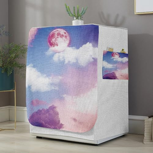 Highdi Washing Machine Cover, Washing Machine Covers Indoor with Zipper Sunscreen & Dustproof Washer Protection for Front Load Outdoor Washer and Dryers (Clouds 6,S capacity 6~7.5KG)